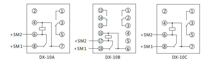 DX-10C閃光繼電器內部接線及外引接線圖