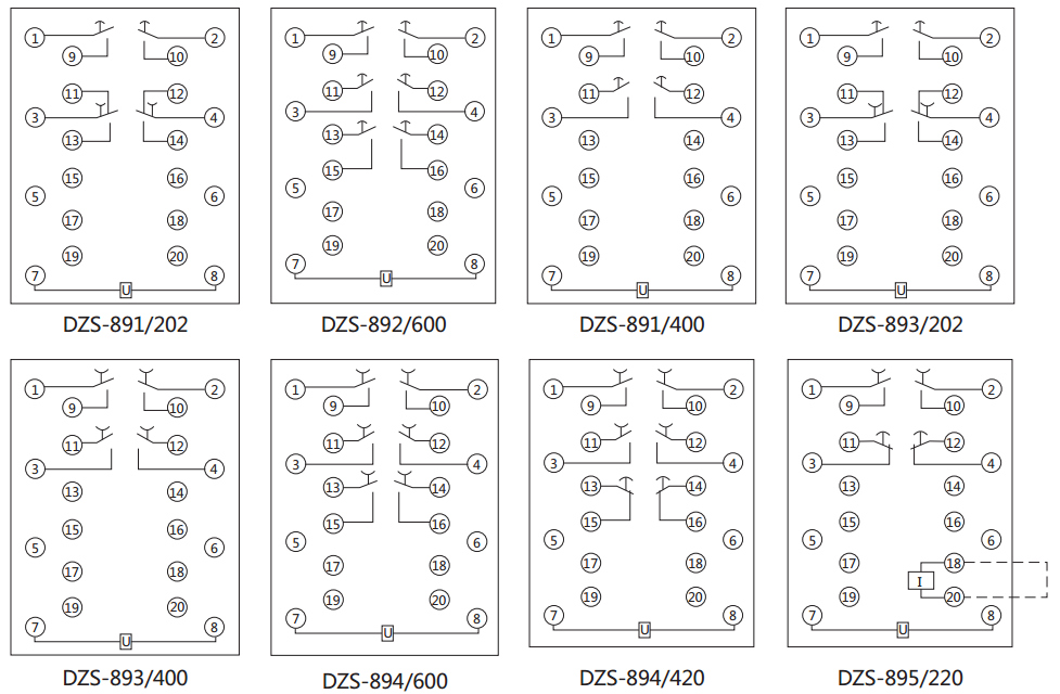DZS-895延時中間繼電器內部接線圖及外引接線圖(背視) DZS-895延時中間繼電器內部接線圖及外引接線圖(背視)
