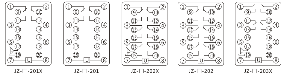 JZY(J)-420靜態中間繼電器內部接線圖及外引接線圖 JZY(J)-420靜態中間繼電器內部接線圖及外引接線圖