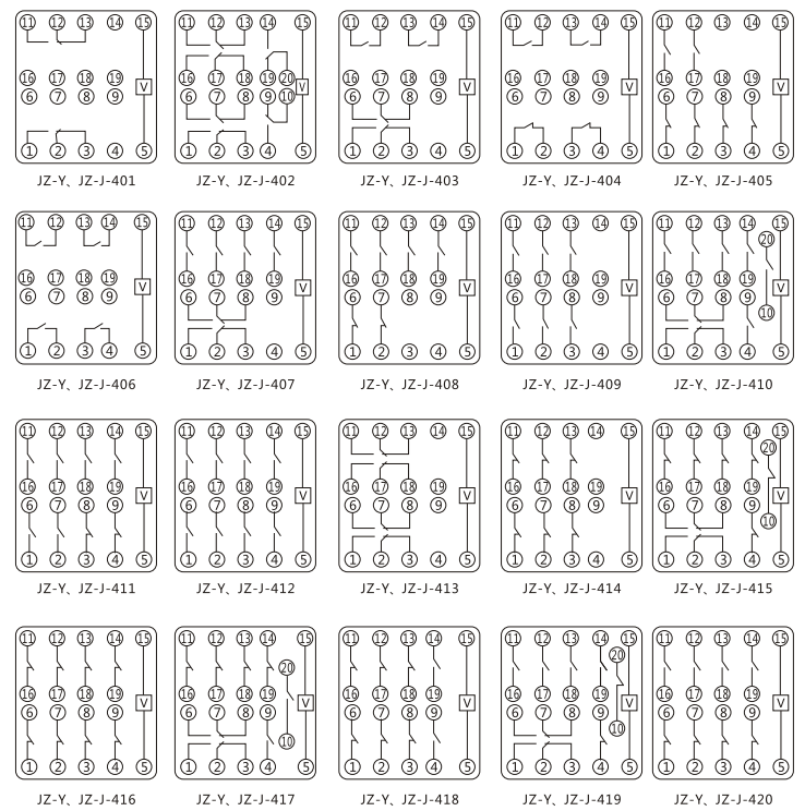 JZY(J)-420靜態中間繼電器內部接線圖及外引接線圖 JZY(J)-420靜態中間繼電器內部接線圖及外引接線圖