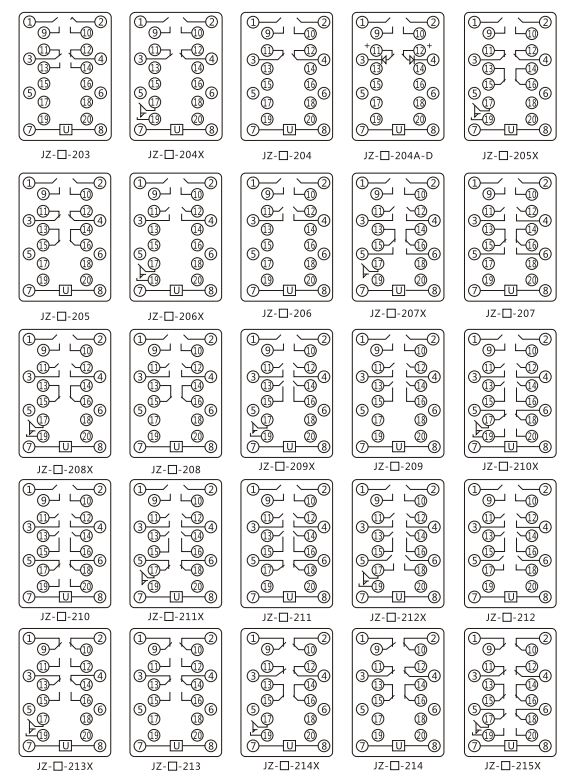 JZY(J)-31靜態(tài)中間繼電器內(nèi)部接線圖及外引接線圖 JZY(J)-31靜態(tài)中間繼電器內(nèi)部接線圖及外引接線圖
