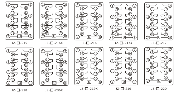 JZY(J)-214靜態中間繼電器內部接線圖及外引接線圖 JZY(J)-214靜態中間繼電器內部接線圖及外引接線圖