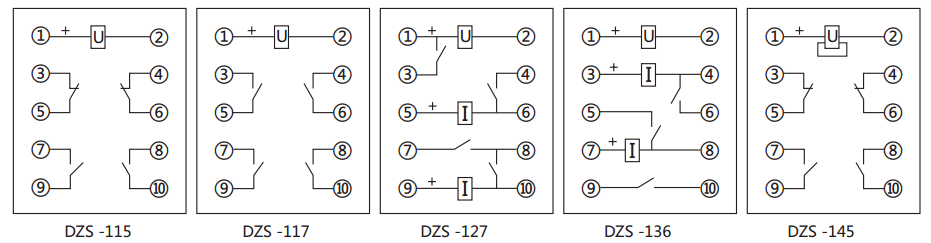 DZS-115延時中間繼電器內部接線圖及外引接線圖 DZS-115延時中間繼電器內部接線圖及外引接線圖
